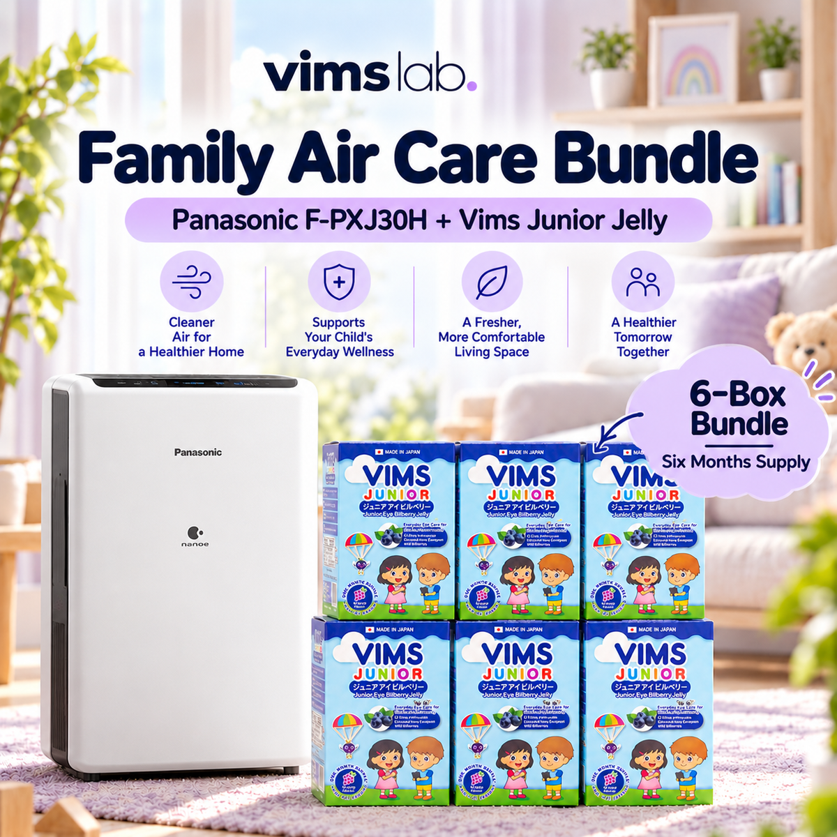 Panasonic F-PXJ30H with 6 boxes of Vims Junior Jelly — bundle illustration