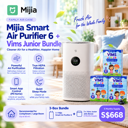 Mijia Smart Air Purifier 6 with 3 boxes of Vims Junior Jelly — bundle illustration