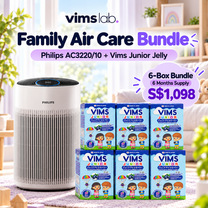 Philips AC3220/10 with 6 boxes of Vims Junior Jelly — bundle illustration